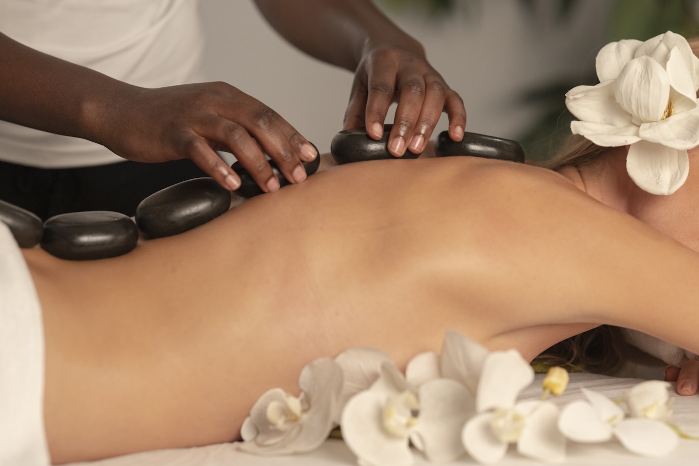 Spa oils and warm stones